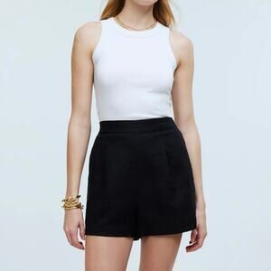 NWT Madewell Clean Pull-On Shorts In 100% Linen True Black Size XXS